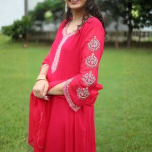 Front Slit Open Frock Style | Dola Silk | Handwork |